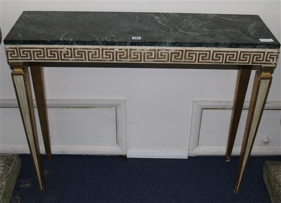 A marble topped console table, W.100cm